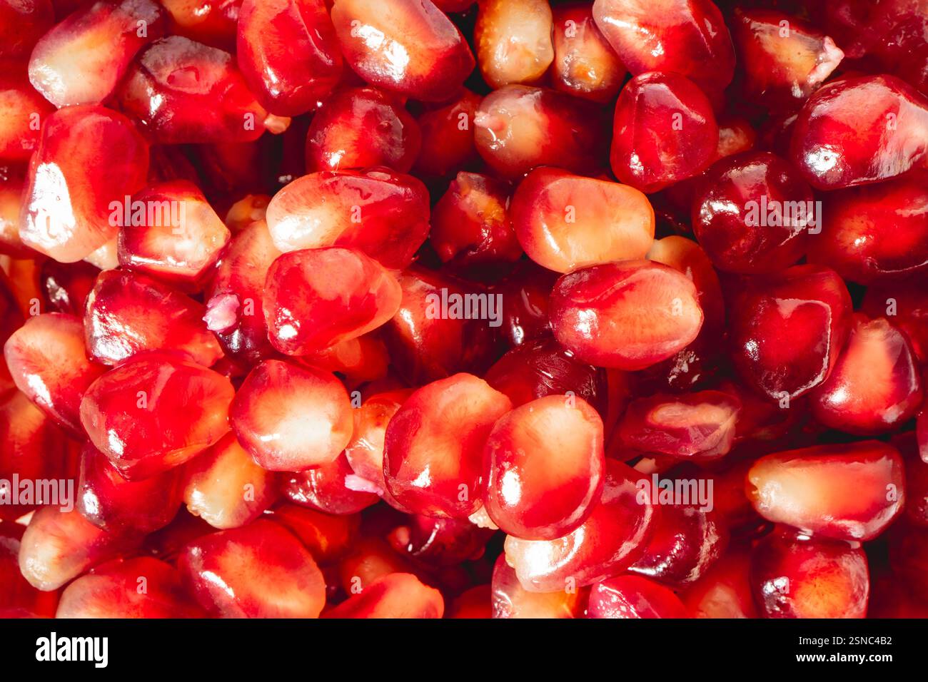 Nahaufnahme von den Samen einer Pomegranade. Stockfoto