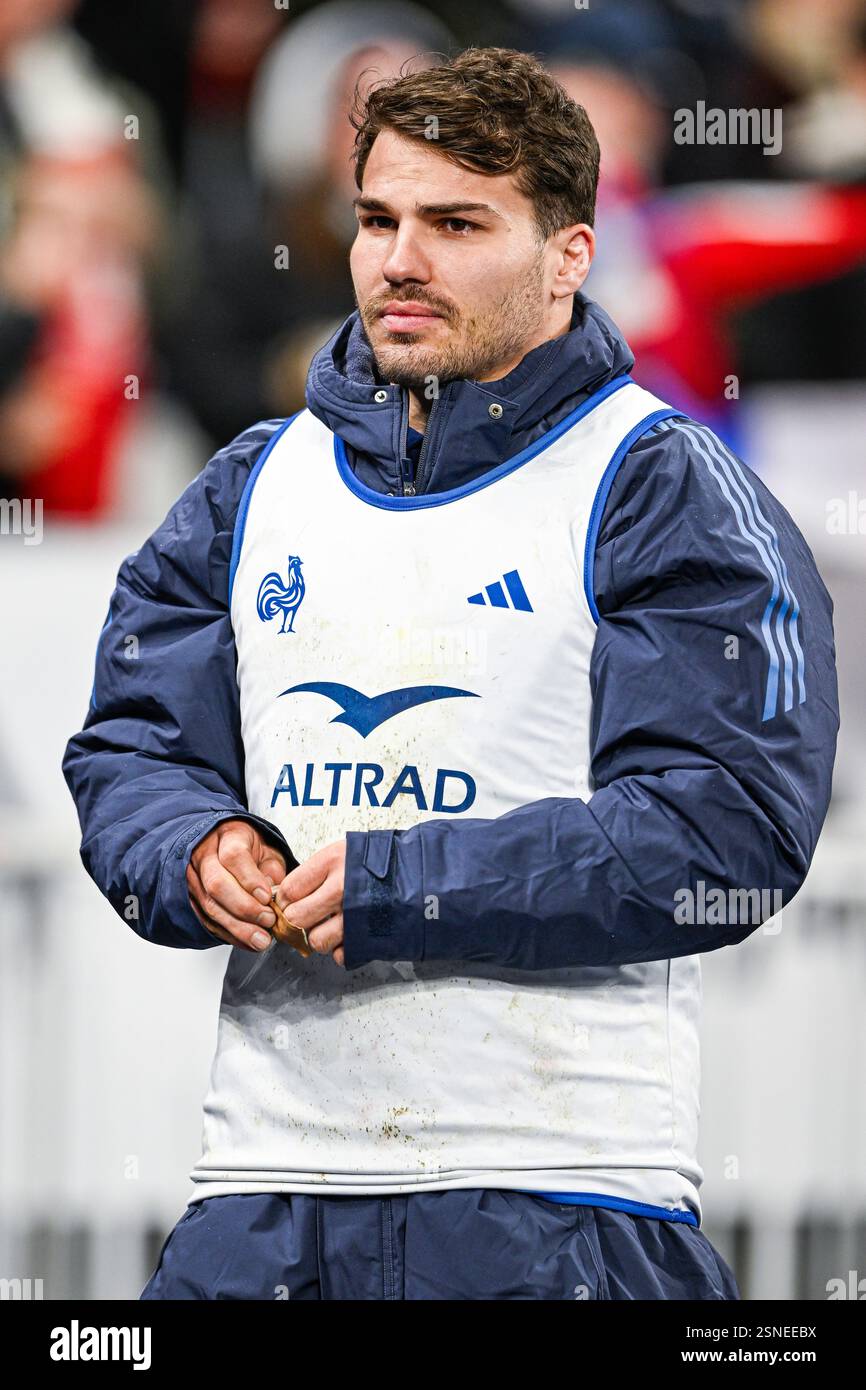 Antoine Dupont während des 6 oder Six Nations Championship Rugby Matches France gegen Wales im Stade de France in Saint Denis bei Paris am 31. Januar 2025. Quelle: Victor Joly/Alamy Live News Stockfoto