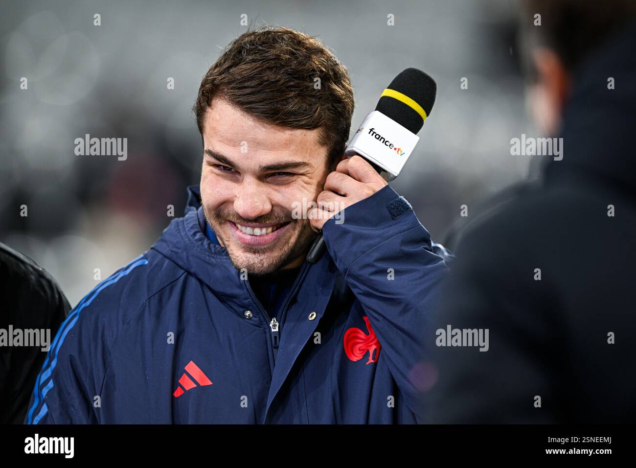 Antoine Dupont während des 6 oder Six Nations Championship Rugby Matches France gegen Wales im Stade de France in Saint Denis bei Paris am 31. Januar 2025. Quelle: Victor Joly/Alamy Live News Stockfoto
