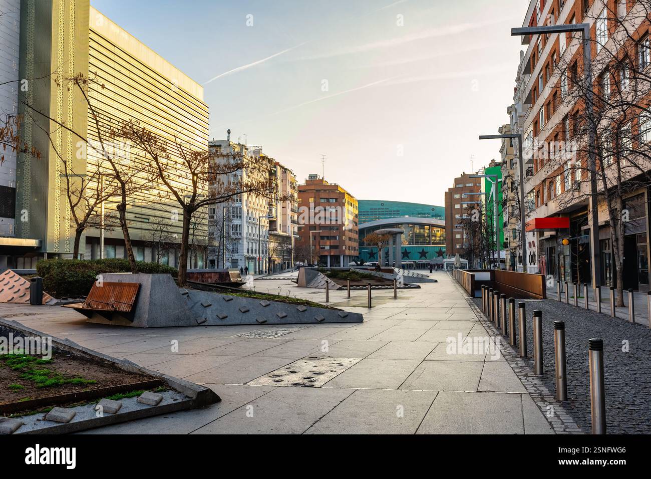 Plaza de Felipe II im Stadtzentrum von Madrid, Veranstaltungsort von Konzerten großer Musikstars Stockfoto
