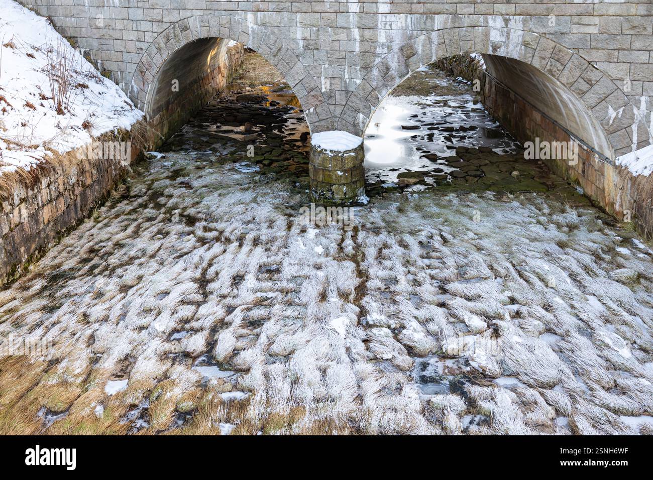 Zugefrorener Oderteich Nationalpark Harz Stockfoto