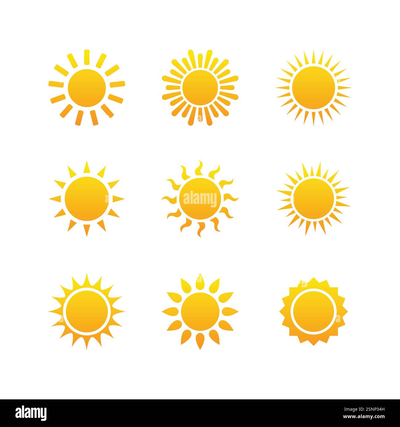 Sonnensymbole Vektorsymbole gesetzt Stock Vektor