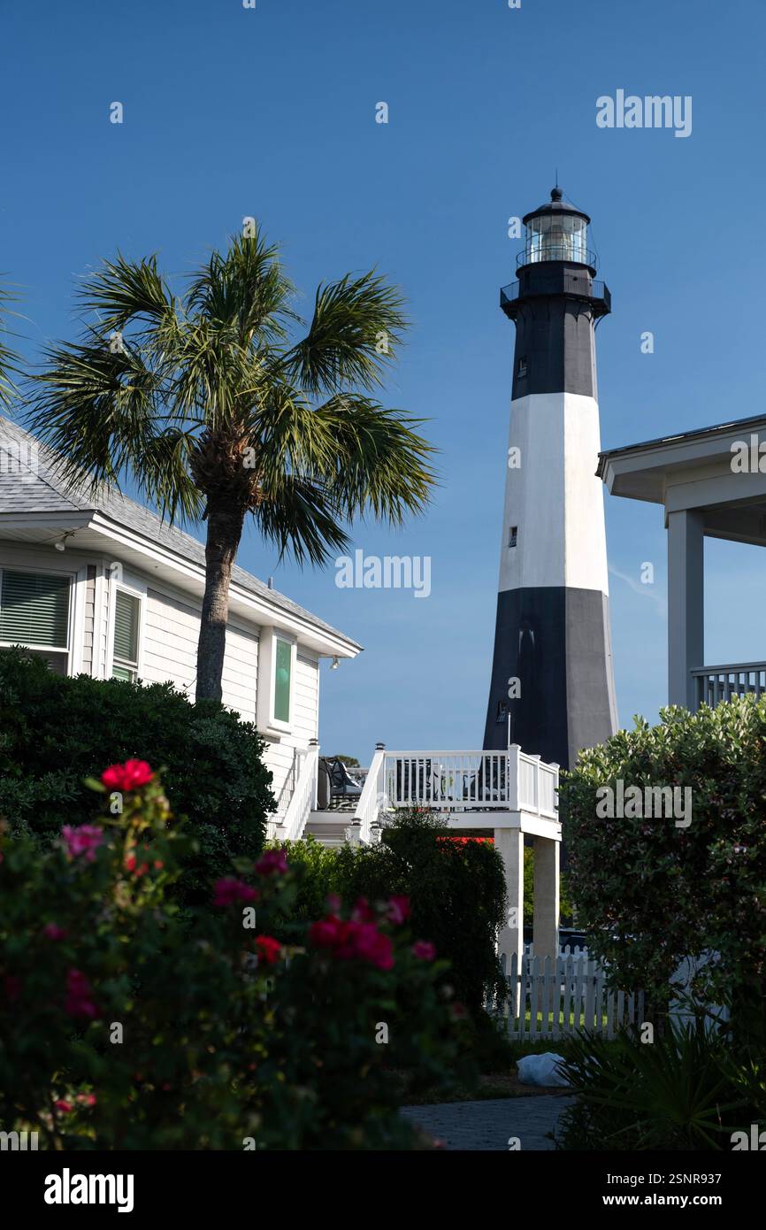 Blick auf die Tybee Light Station (Leuchtturm) an der Küste Georgiens Stockfoto