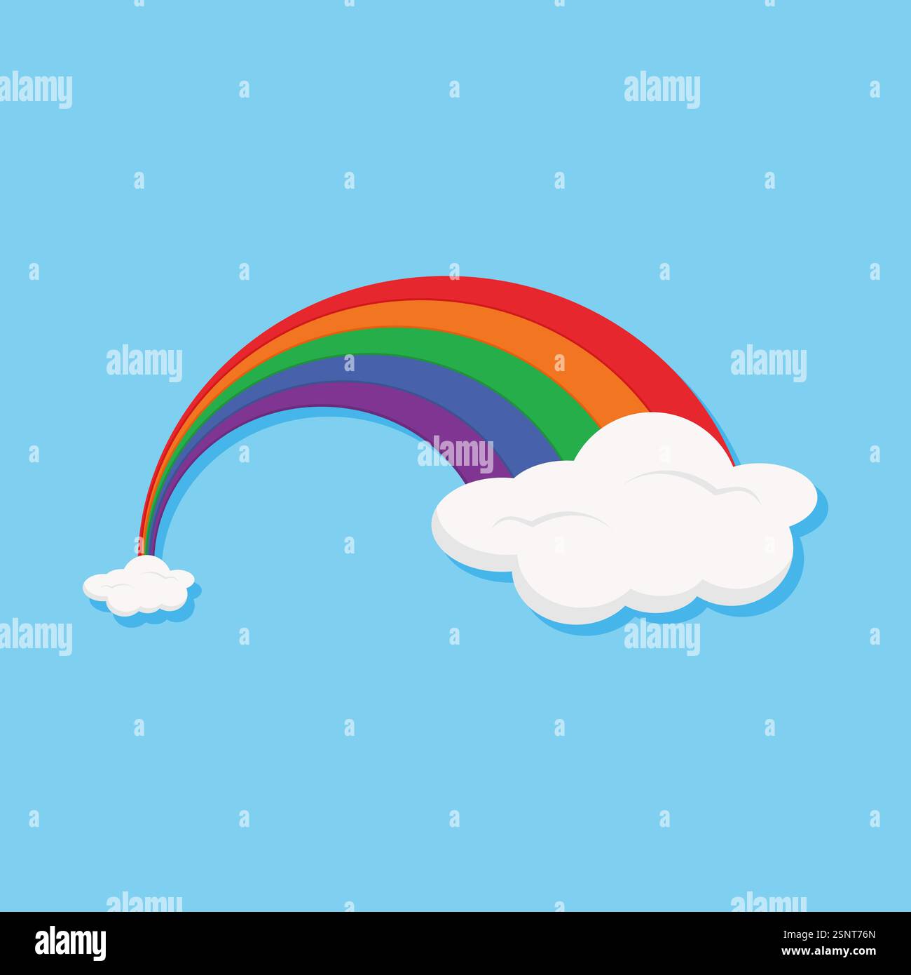 Farbe Regenbogen mit Wolken auf blauem Himmel Hintergrund Stock Vektor