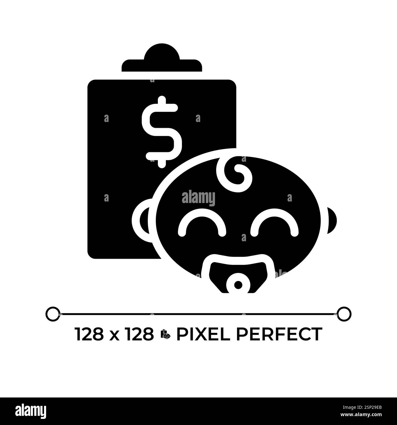 Kinder sparen Pixel perfekte schwarze Glyphe Symbol Stock Vektor