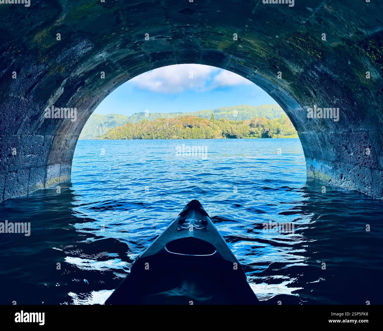 Sete Cidades in Lagoa auf der Insel São Miguel, Lagoa Azul und Lagoa Verde, portugal, vulkanische Caldera, Krater, Zwillingsseen Stockfoto