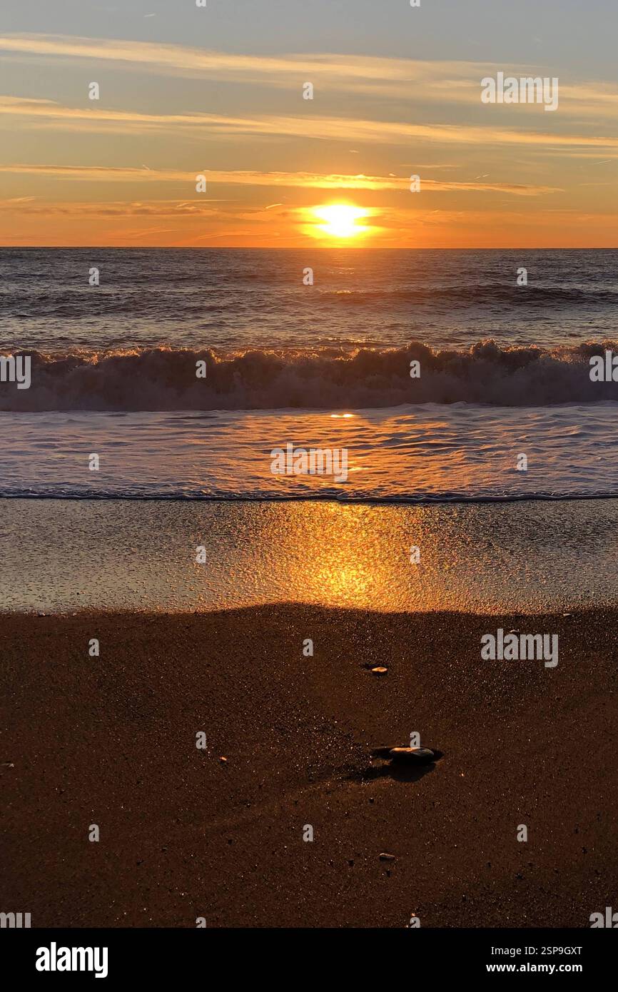 Cavi di Lavagna, Cavi Borgo, Tramonto sul Mare, Ligurien, Sonnenuntergang, Meer, Küste, Geografia, Veduta Stockfoto