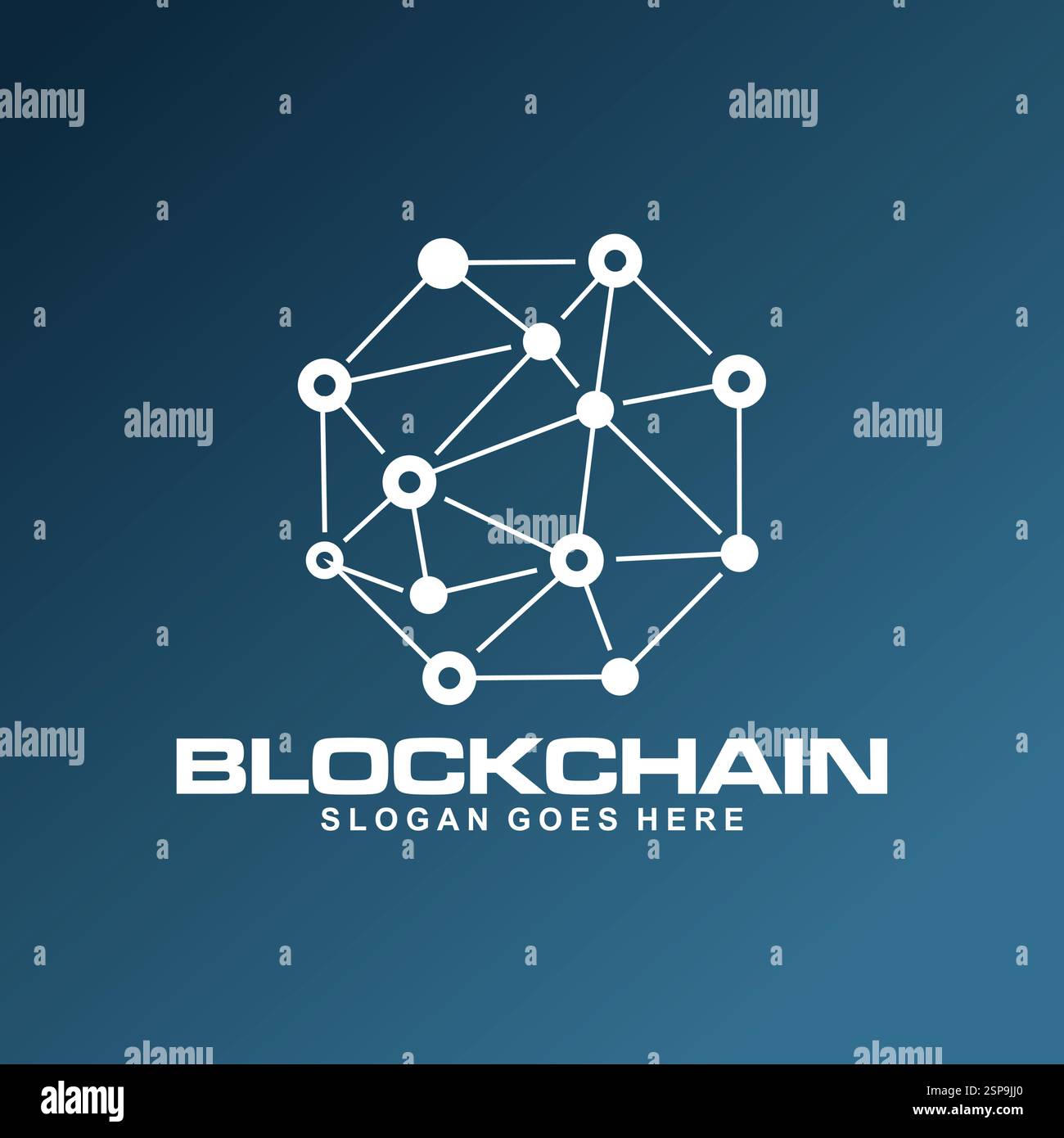 Logo-Konzept der Blockchain-Linie auf dunklem Hintergrund. Design von Datensignalen für Kryptowährungen. Abstraktes Geschäftszeichen für geometrische Blockchain-Technologie Stock Vektor