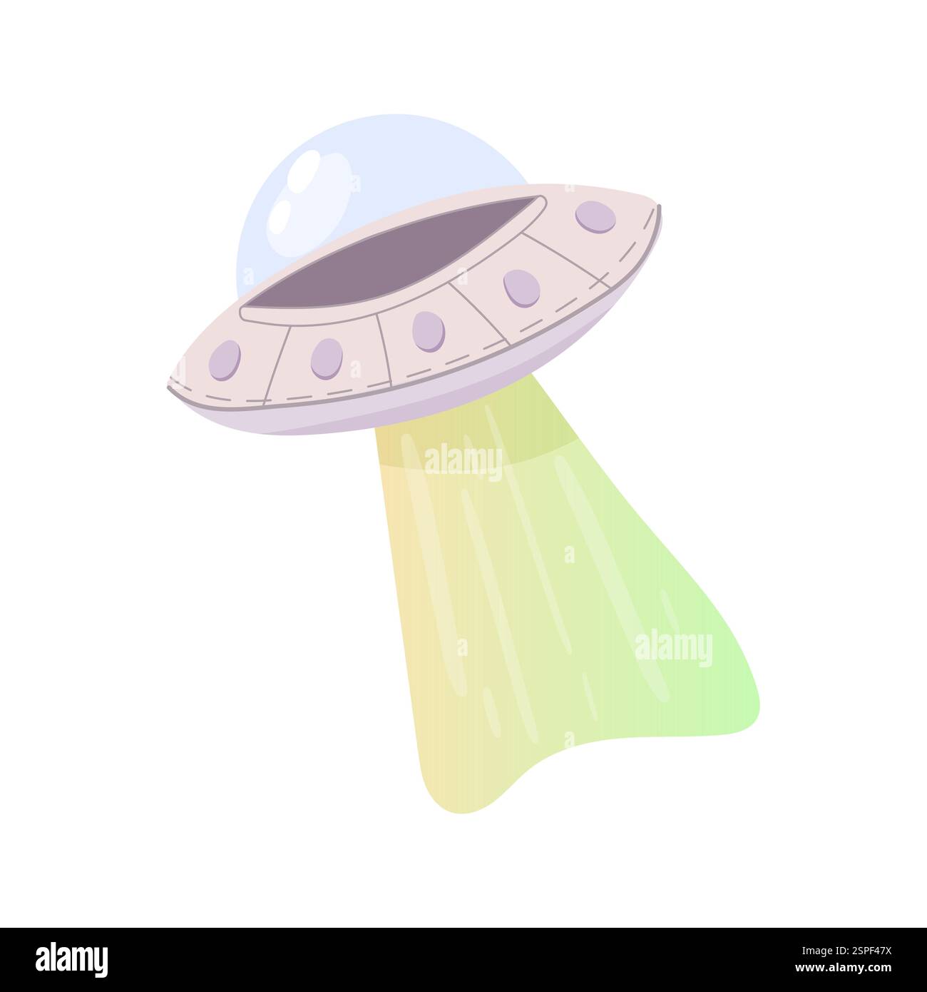Weltraumuntertasse Alien, nicht identifiziertes fliegendes Objekt. UFO-Vektor einfache Illustration Stock Vektor
