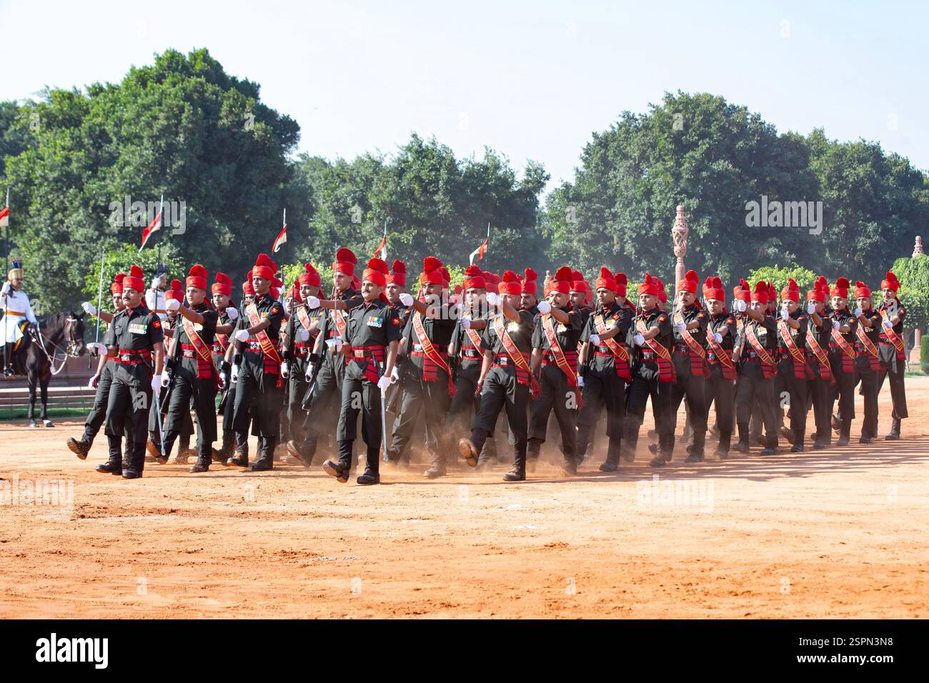 Die Zeremonie des Wachwechsels im Rashtrapati Bhawan, Präsidentenpalast, Neu-Delhi, Indien Stockfoto