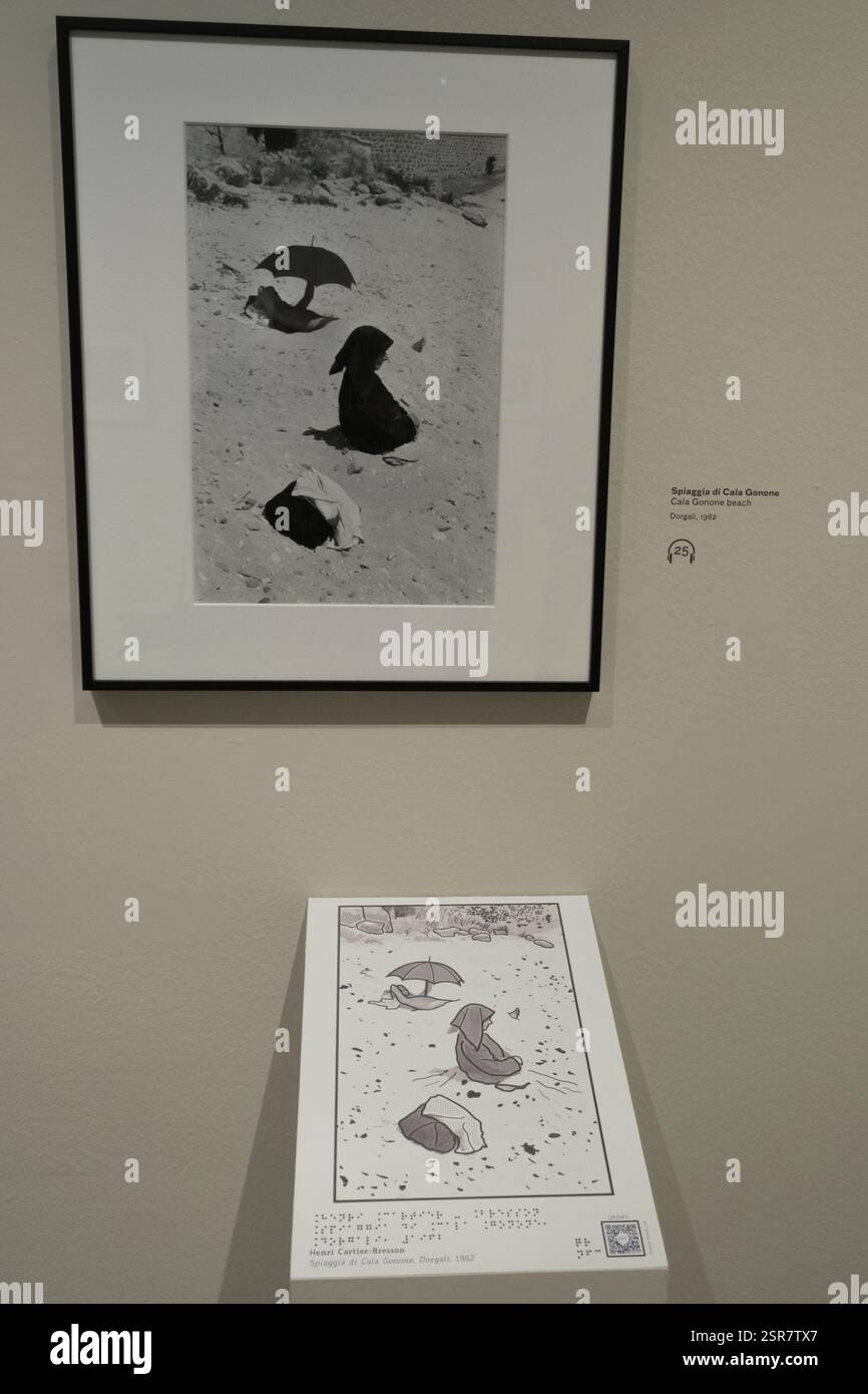 Italien, Turin, 13. Februar 2025. KAMERA - Centro Italiano per la Fotografia präsentiert die Ausstellung „Henri Cartier-Bresson e l’Italia“, eine unveröffentlichte Geschichte, signiert von H.C.B. über die Geschichte des italienischen Landkreises von 1932 bis 1973. In das Bild von 1958 bis 1968 zum vierten Mal in italien Stockfoto