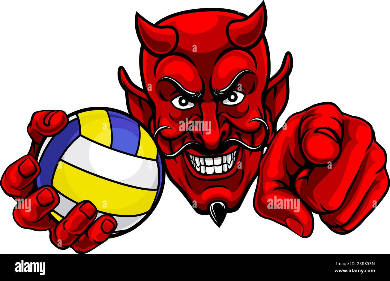 Illustration Des Devil Volleyball Ball Sports Maskottchens Stock Vektor