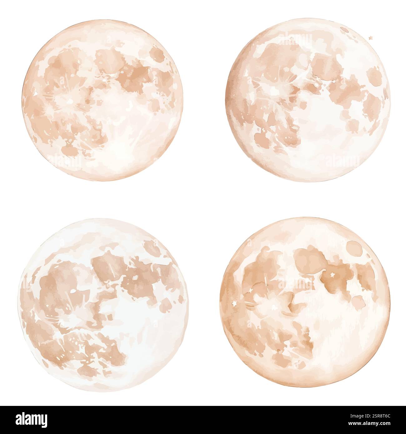 Eine handgezeichnete Aquarellillustration von Moon Aquarell handgezeichnet Set, das nachgezeichnet und vektorisiert wurde. Die Illustration ist perfekt für jedes Design Stock Vektor