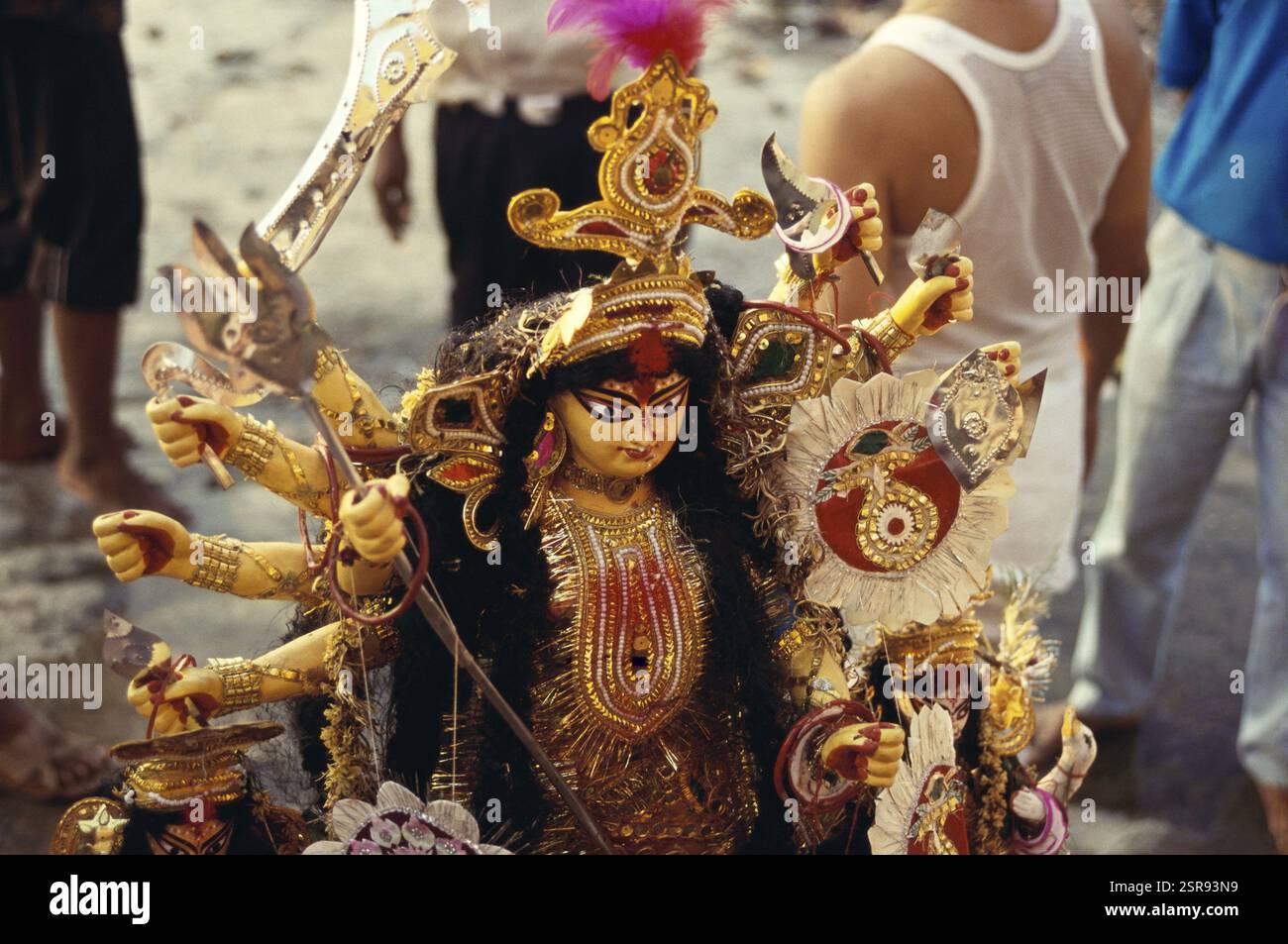 Durga Puja Festival, Eintauchen der Göttin Idol, Kalkutta Kalkutta Kalkutta Kalkutta, Westbengalen, Indien, Asien Stockfoto
