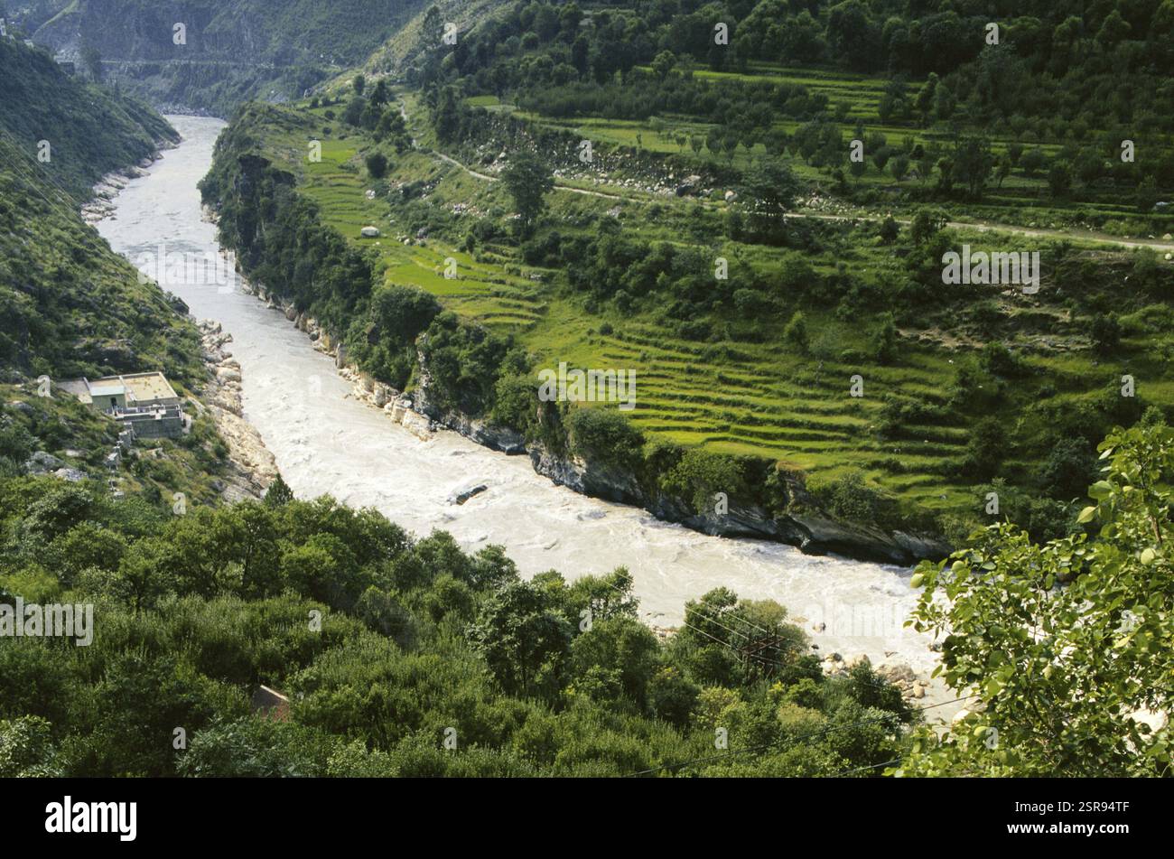 Sutlej River, Kinnaur, Himachal Pradesh, Indien, Asien Stockfoto
