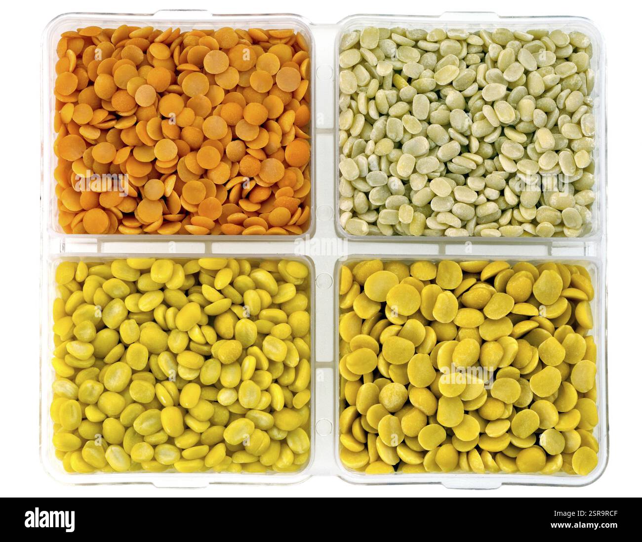 Linsen in quadratischer Schale, Indien, Asien Stockfoto