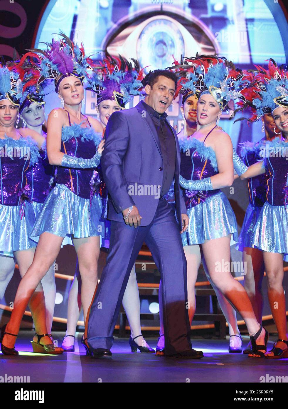 Bollywood-Schauspieler Salman Khan während der Pressekonferenz mit Einführung des Reality TV-Show Bigg Boss Saison 9, in Mumbai Stockfoto