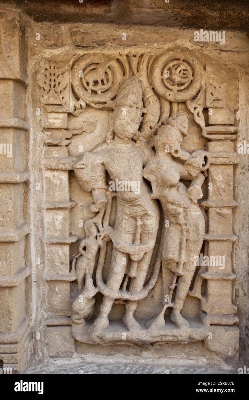 Skulpturen auf Rani Ki Vav, Patan, Gujarat, Indien, Asien Stockfoto