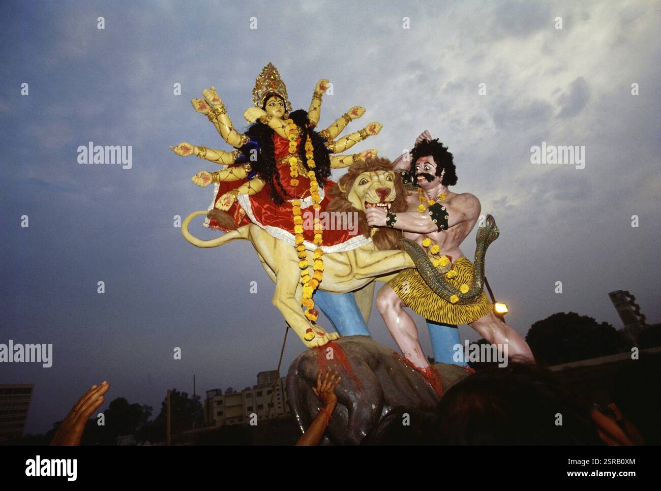 Durga Puja, das Idol von durga, Lucknow, Uttar Pradesh, Indien, Asien Stockfoto