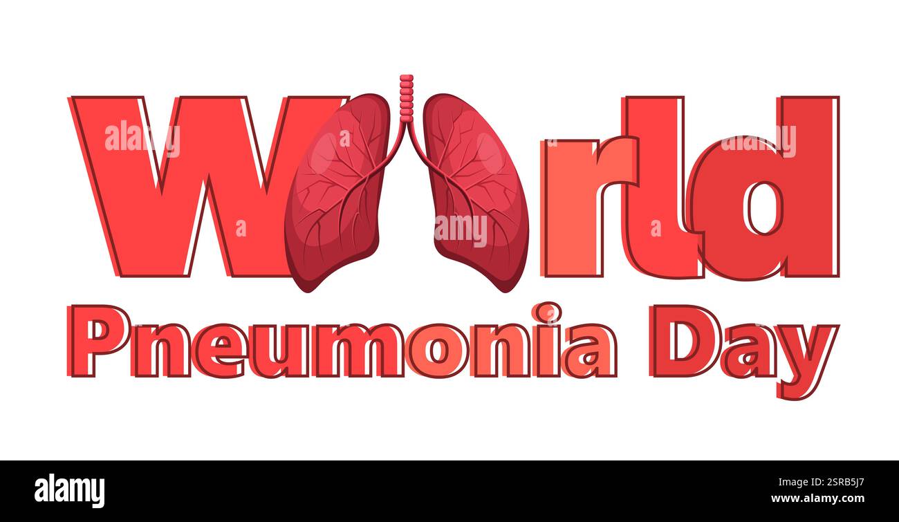 Welttag der Lungenentzündung auf weißem Hintergrund. Gesundheitswesen und Medizinkonzept. Vektor-Webbanner für soziale Medien, Posts, Karten und Flyer. Vektorillustra Stockfoto