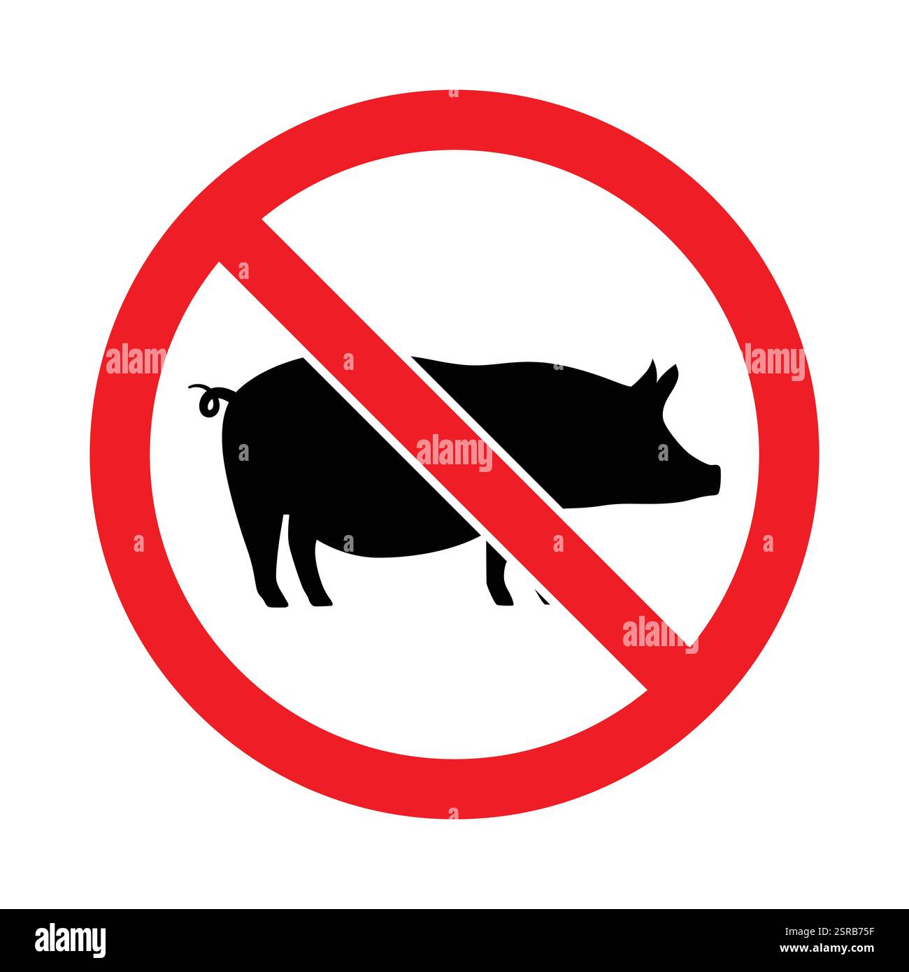 Rotes Symbol ohne Schwein- oder Schweinefleischessen verboten. Verbotene Anzeichen von Schwein- oder Schweinefleisch Stock Vektor
