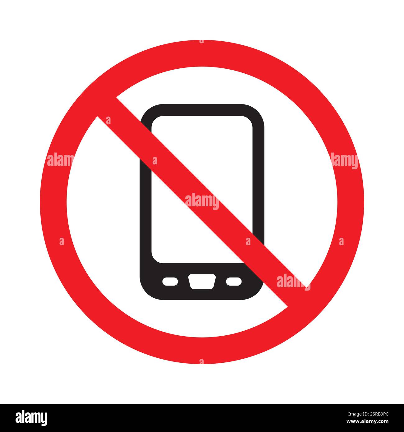 Smartphone-Symbol. Altes Modell Touch Mobile. Verbotener Bereich für Smartphones. Stock Vektor