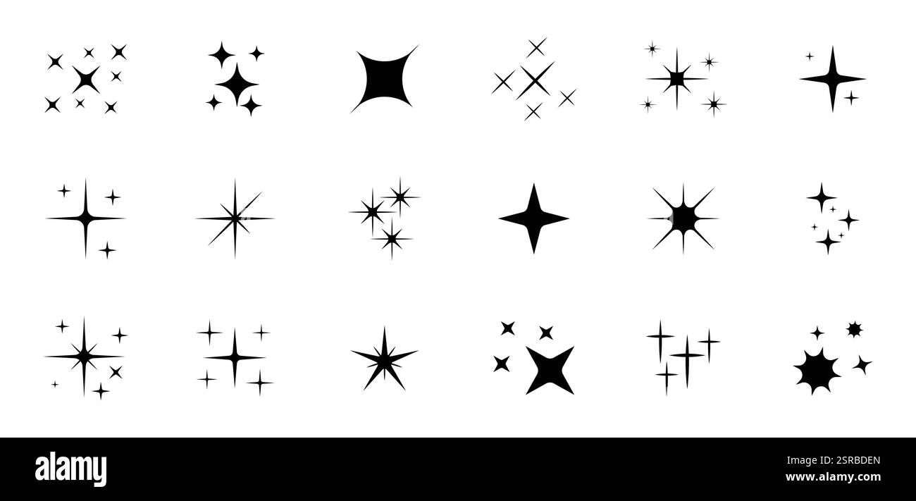 Funkelnde Doodle-Linien, geplatzte Linien und funkelnde Star-Ikone. Vektorabbildung. Perfekt für Design und Dekoration. Stock Vektor