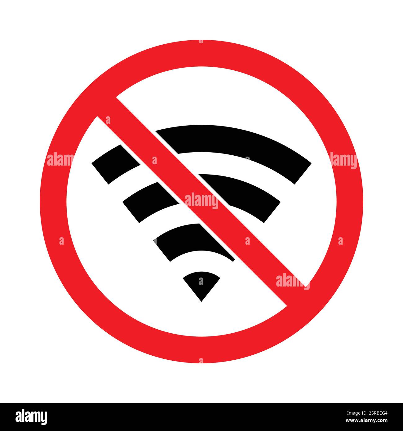 Symbol für kein wlan-Signal. Symbol für verbotenes wlan. Symbol Router sperren. Vektorabbildung. Stock Vektor