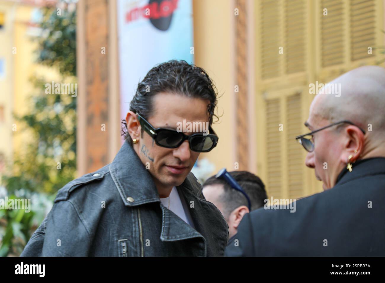 SANREMO, SANREMO, Italien, 13. Februar 2025, achille lauro Gäste der Villa Nobel in Sanremo während der VILLA NOBEL - SANREMO 2025 - GLI OSPITI DEL 13/02 - Stockfoto