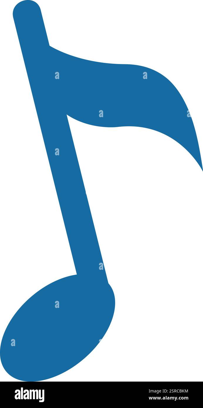 Die blaue achte Note, die musikalische Notation repräsentiert und das Wesen von Rhythmus, Melodie und die komplizierte Kunst der Musikkomposition verkörpert, weckt ein Gefühl der Kreativität und des Ausdrucks Stock Vektor