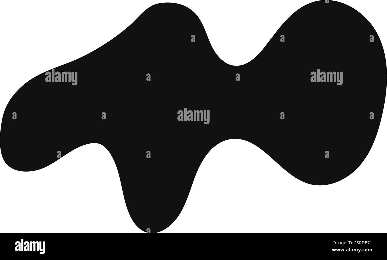 Unregelmäßige abstrakte gekrümmte, fließende schwarze Form auf weißem Hintergrund, die ein Gefühl von Fließfähigkeit und Bewegung schafft, geeignet für verschiedene Designzwecke Stock Vektor