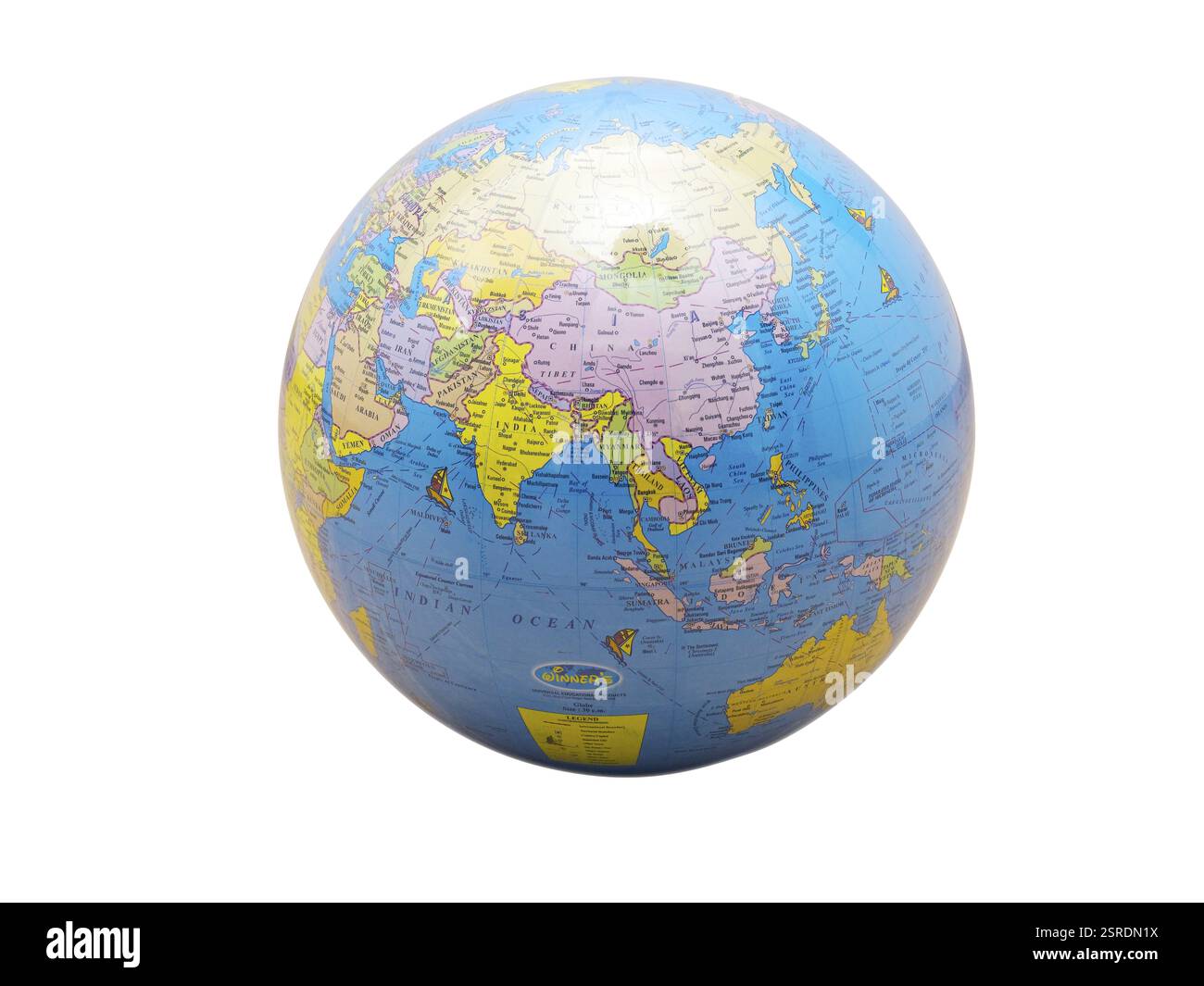 Globus auf weißem Hintergrund Stockfoto