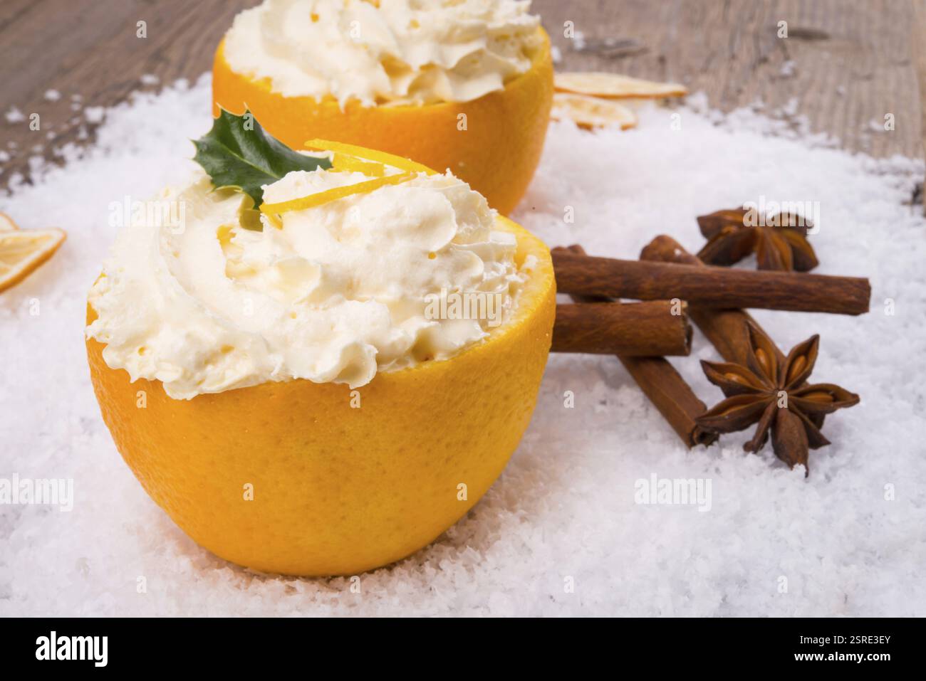 Creme - Orangen - Zimt Stockfoto