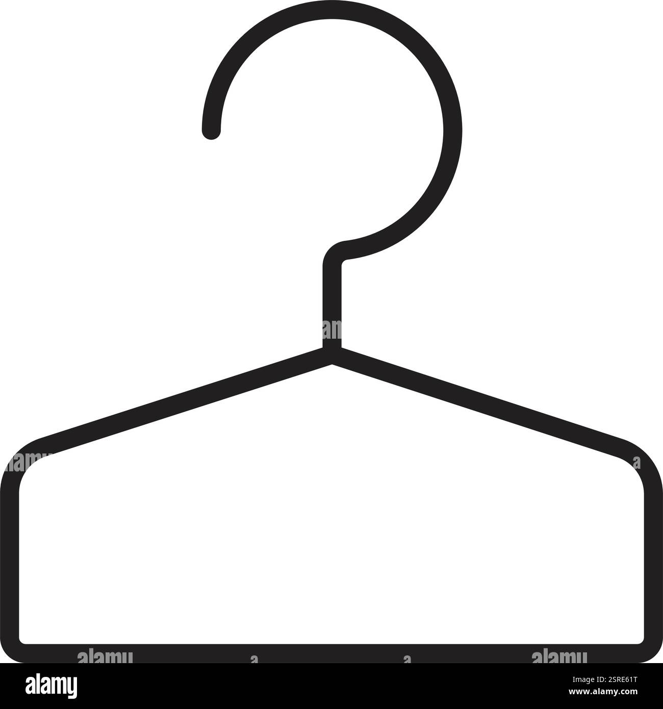 Kleiderbügel einzeiliges Symbol, Umkleidekabelle, schwarzes bearbeitbares Strichsymbol, einfaches Vektor-monochromes Piktogramm für ein Schließfach, Garderobe und Station Stock Vektor