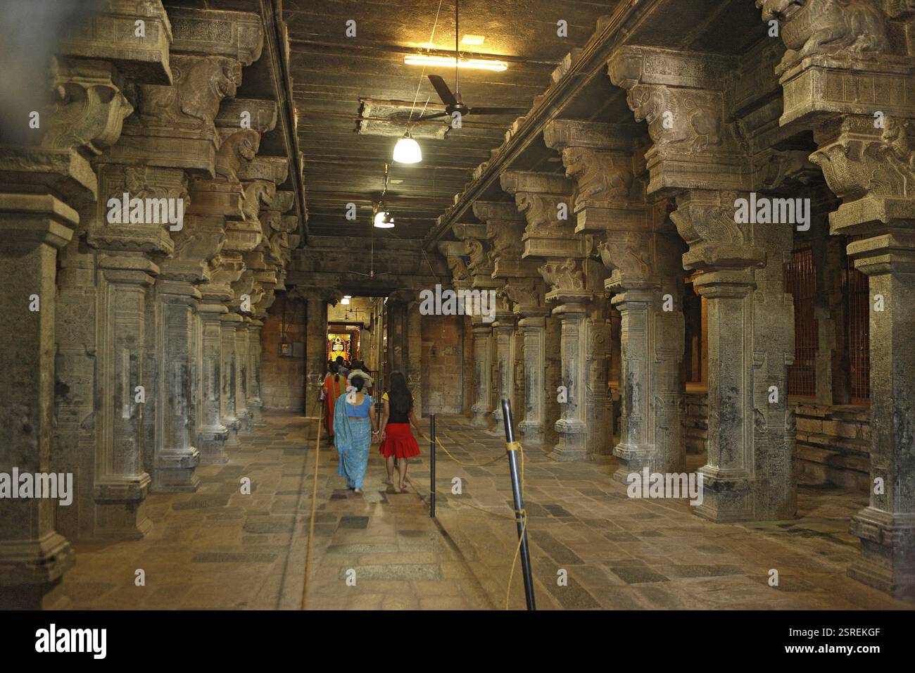 Stein Spalten Hall der Brihadishwara-Tempel Vishwakarma Tamil Nadu, Indien Stockfoto