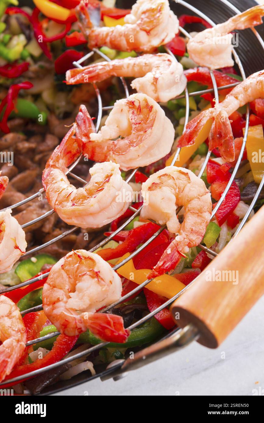 Garnelenbraten Indonesisch Stockfoto