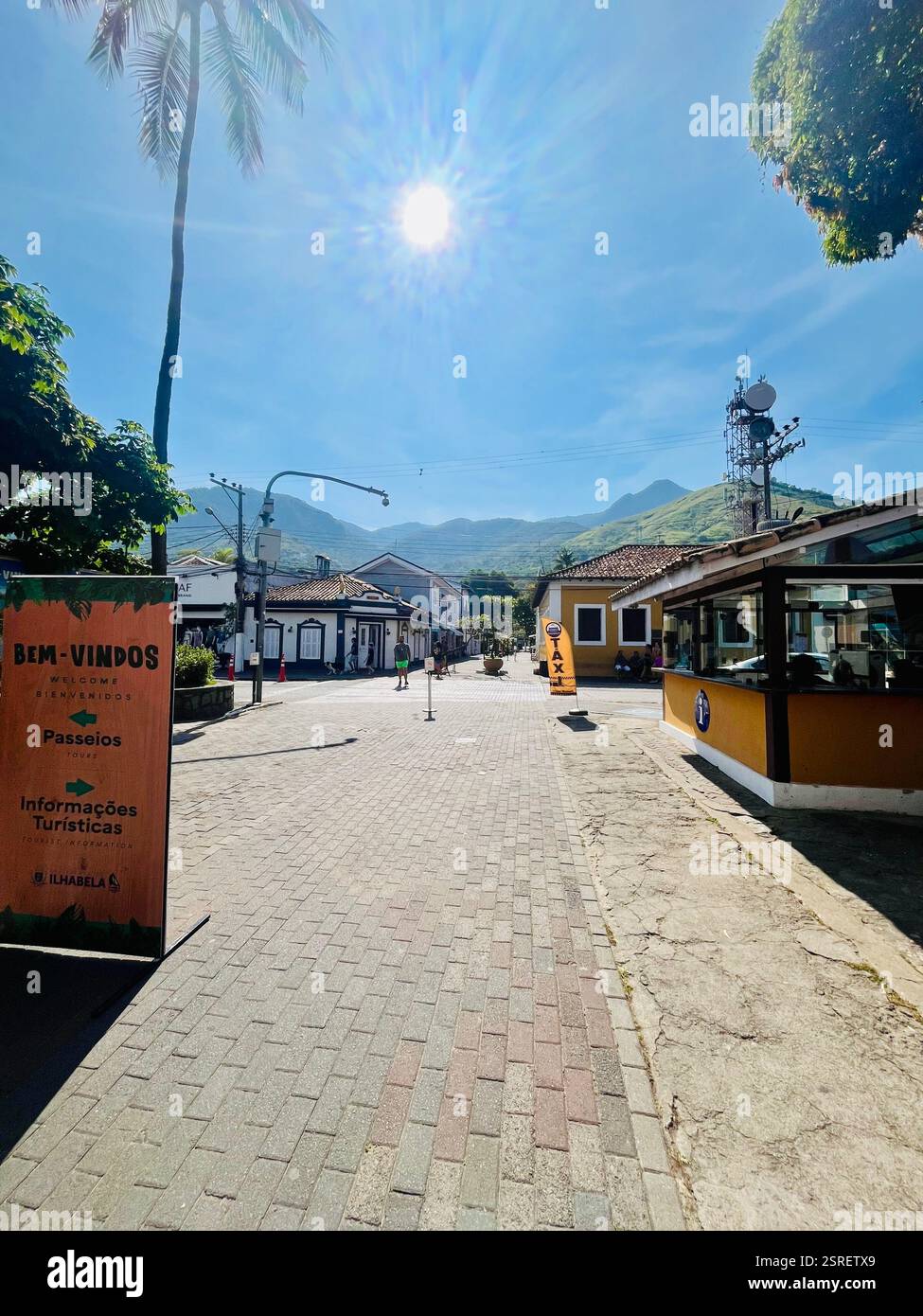 Ilhabela Pier-Bereich - Smartphone-aufgenommenes Stockfoto