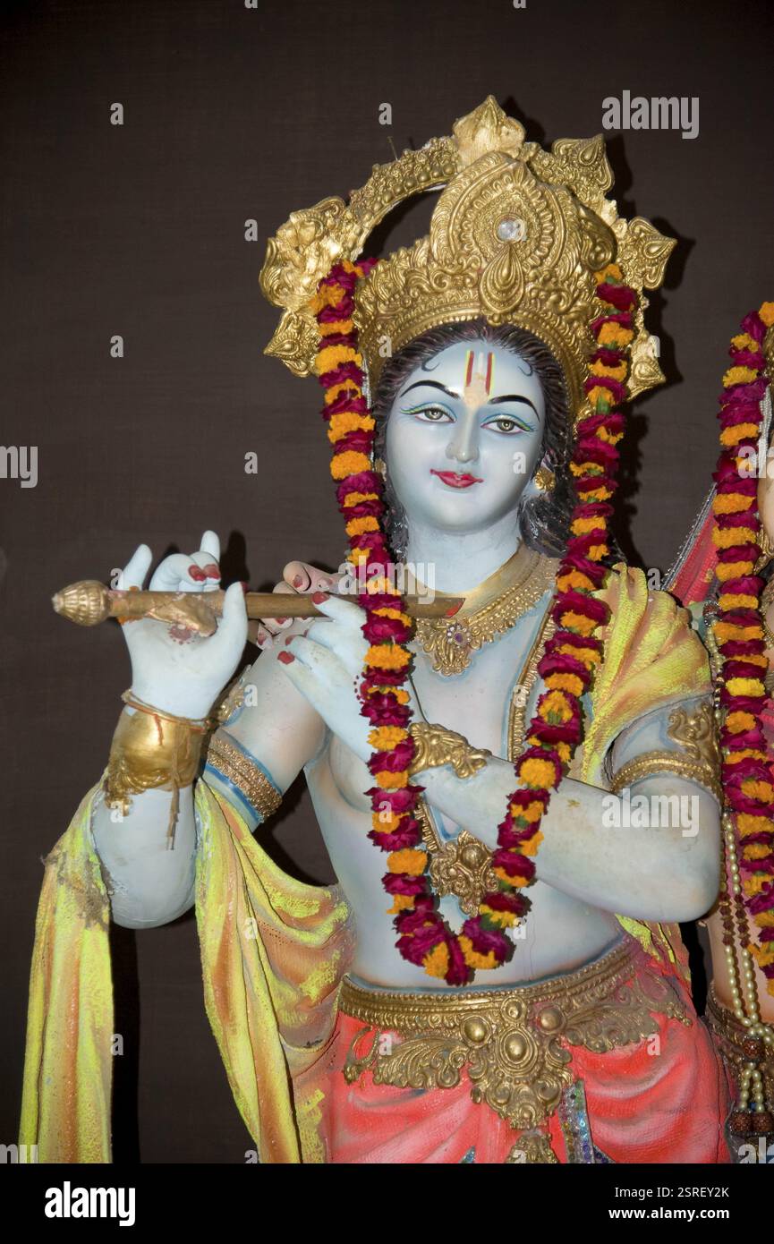 Krishna-Status, Vrindavan, Uttar Pradesh, Indien, Asien Stockfoto