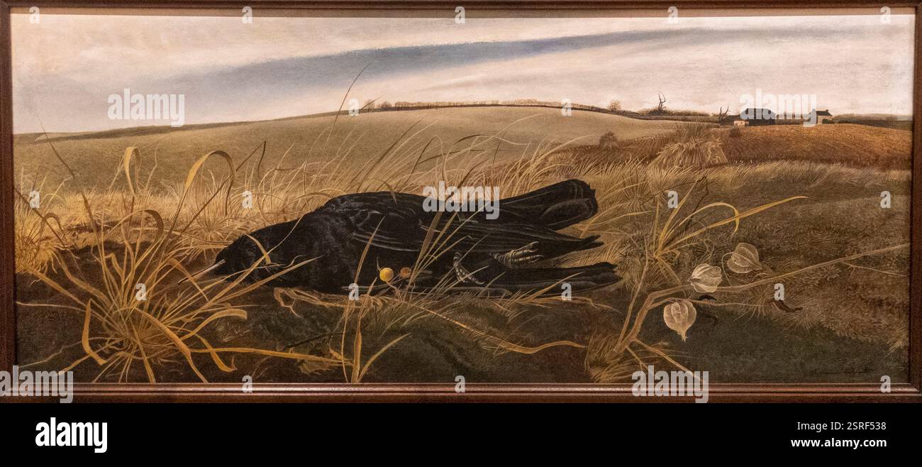 Winter Fields ist ein Gemälde des US-amerikanischen Künstlers Andrew Wyeth aus dem Jahr 1942 aus dem Whitney Museum of Art in New York City Stockfoto