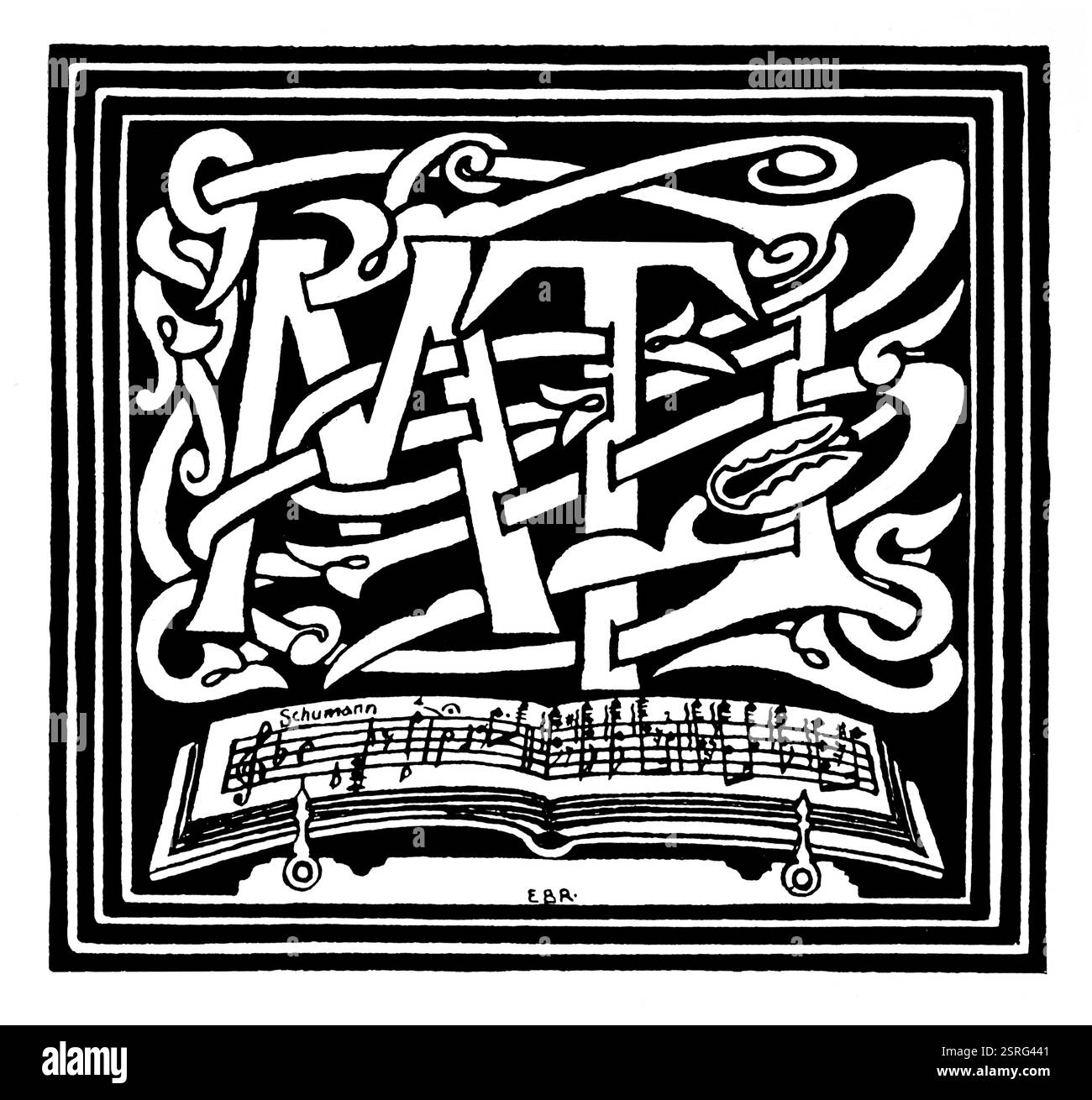 1898 Schumann Musik Art Nouveau erste Heftplatte für M T entworfen von Maj Ernest Bengough Ricketts Stockfoto