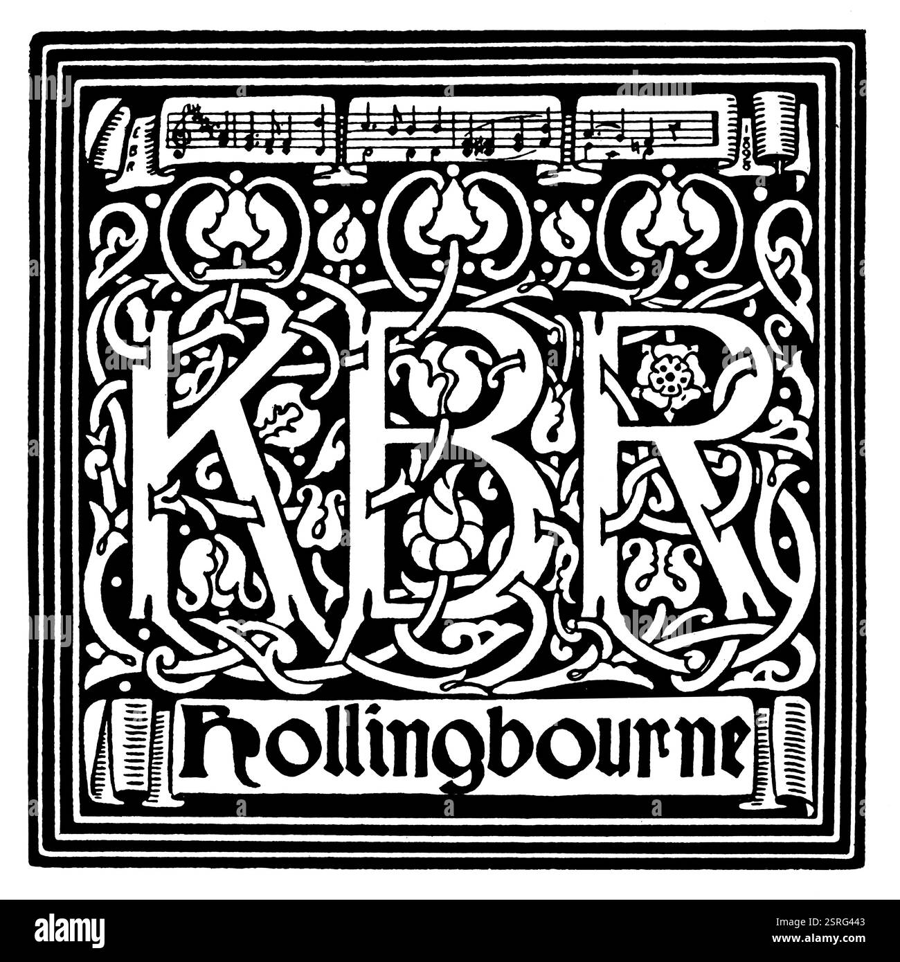 1898 Musikheft für K B R vom Manor House Hollingbourne, Kent, entworfen von Major Ernest Bengough Ricketts Stockfoto