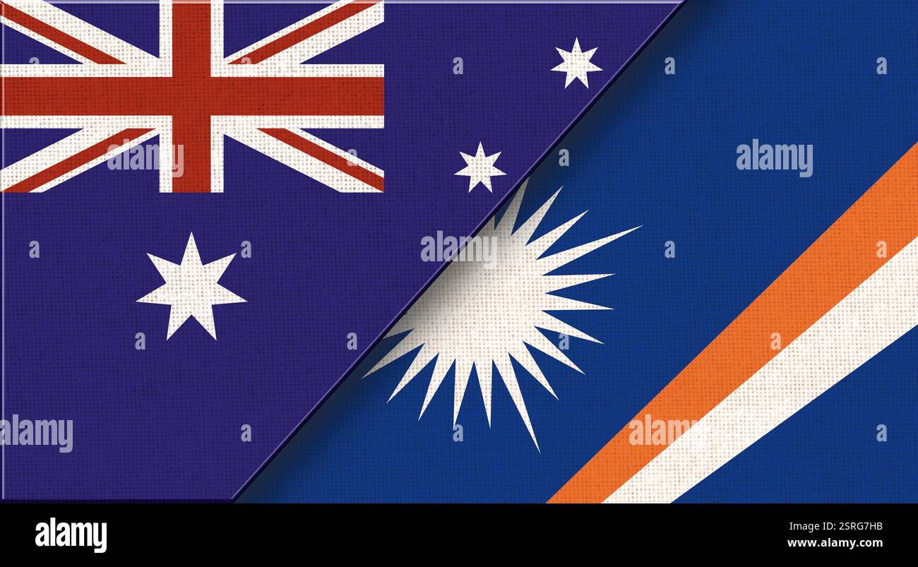 Flaggen von Australien und den Marshallinseln. Zwei Flaggen zusammen Flaggen von Australien und Marshallinseln. Two Flag zusammen Australian und Marshal Stockfoto