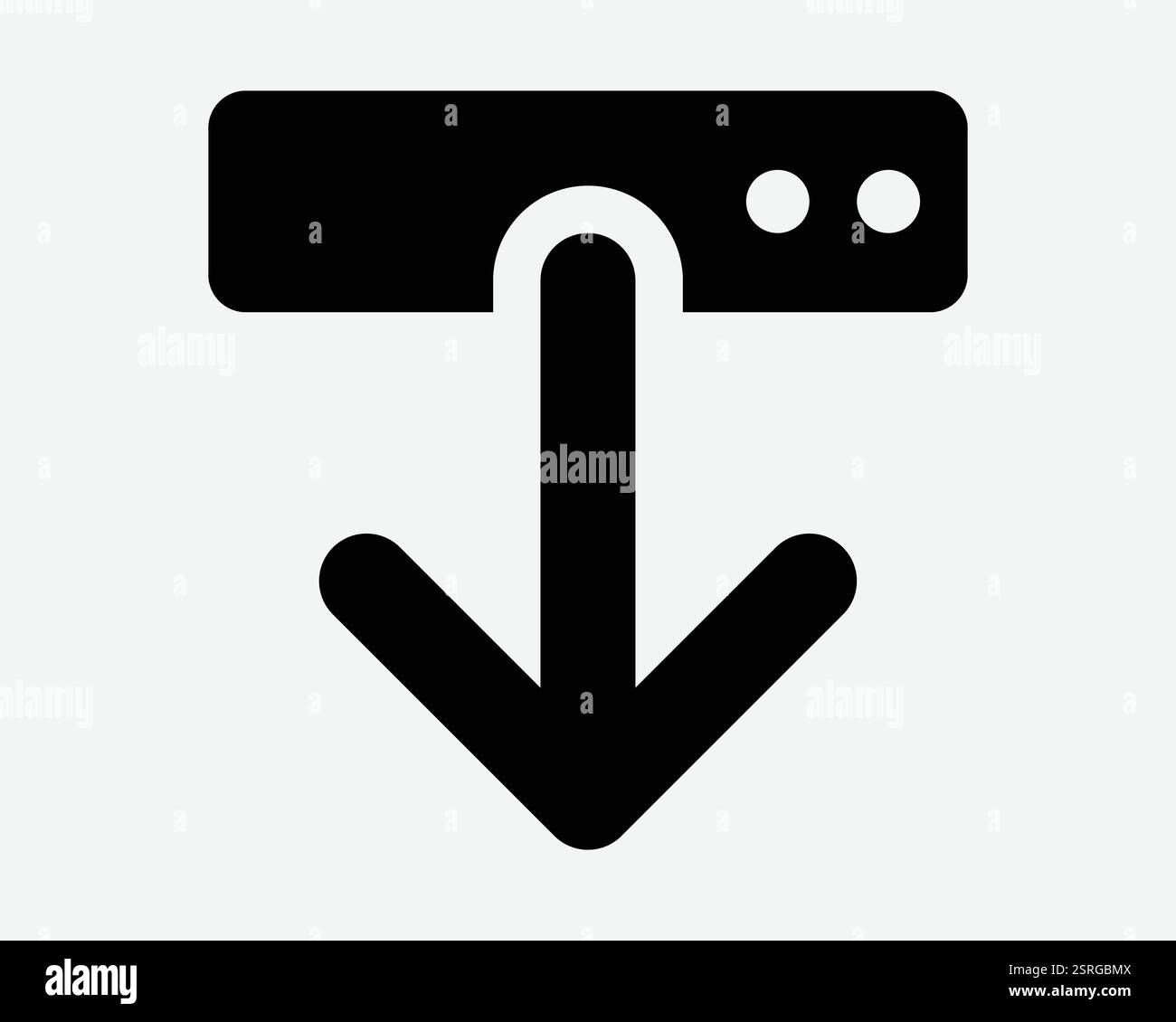 Datenserver Download Speicher Archiv Pfeil nach unten Laden Festplatte Computer CPU-Speicher Schwarz weiß Symbol Symbol Symbol Grafik Illustration Vektor Stock Vektor