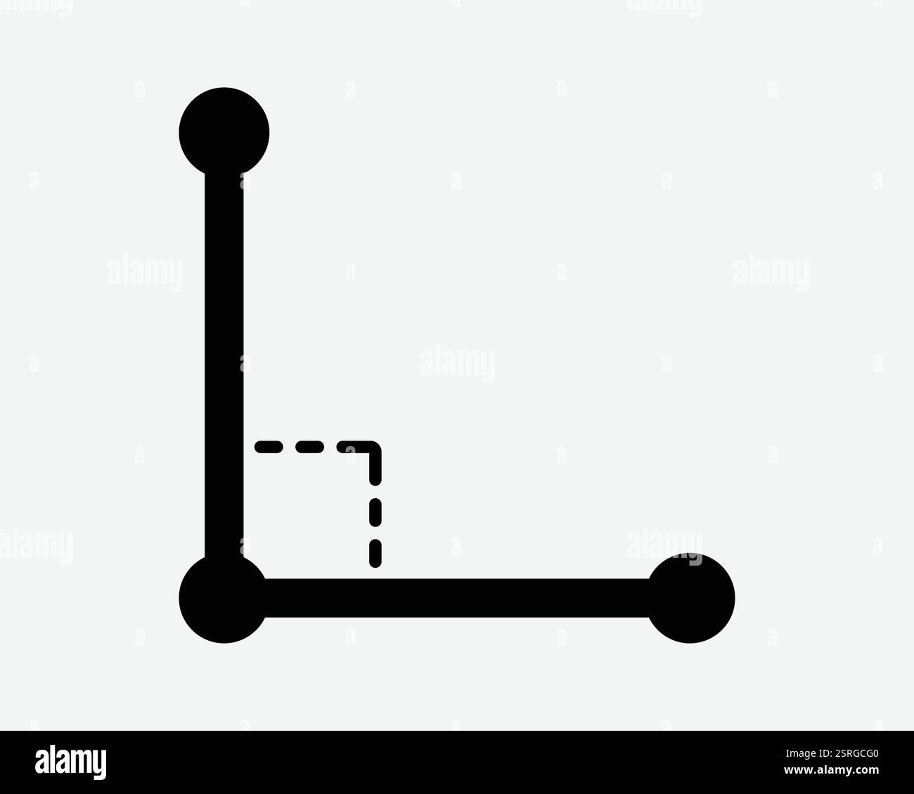 90 Grad Rechtwinklige Ecke Geometrie 90 Grad Diagramm Maßstab Form Symbol Schwarzes Weißes Symbol Zeichen Grafik Illustration Vektor Stock Vektor
