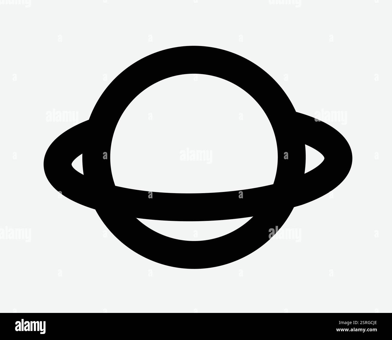 Planet Saturn Umrisslinie Galaxie Weltraum Orbit Astronomie Ring Outerspace Alien Schwarz Weiß Symbol Zeichen Symbol Grafik Illustration Vektor Stock Vektor