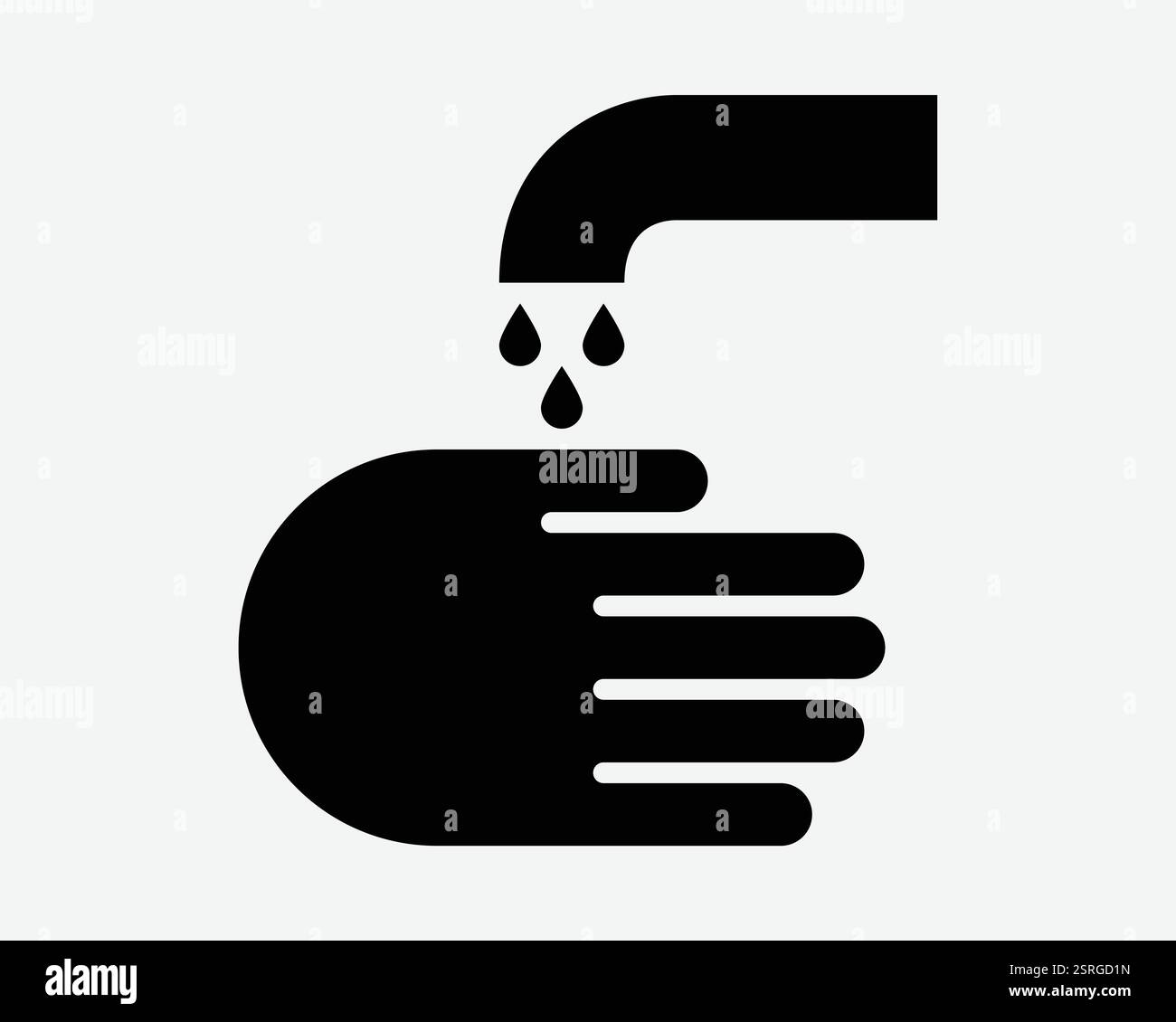 Handwäsche Handwäsche Reinigung Sanitär Wasserhahn Reinigung Faust Hilfe Sanitär Badezimmer Küche Schwarz Weiß Symbol Symbol Grafik Illustration Vektor Stock Vektor