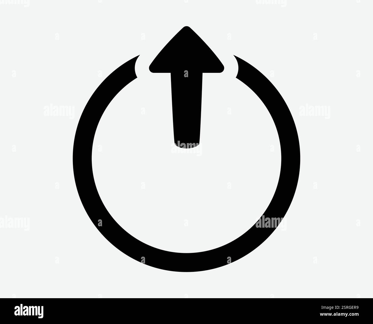 Externer Pfeil Runder Kreis Ausgang Nach Oben Norden Gerader Punkt Pfad Pfeilspitze Abschaltung Ein Aus Schwarz Weiß Symbol Symbol Symbol Grafik Illustration Vektor Stock Vektor