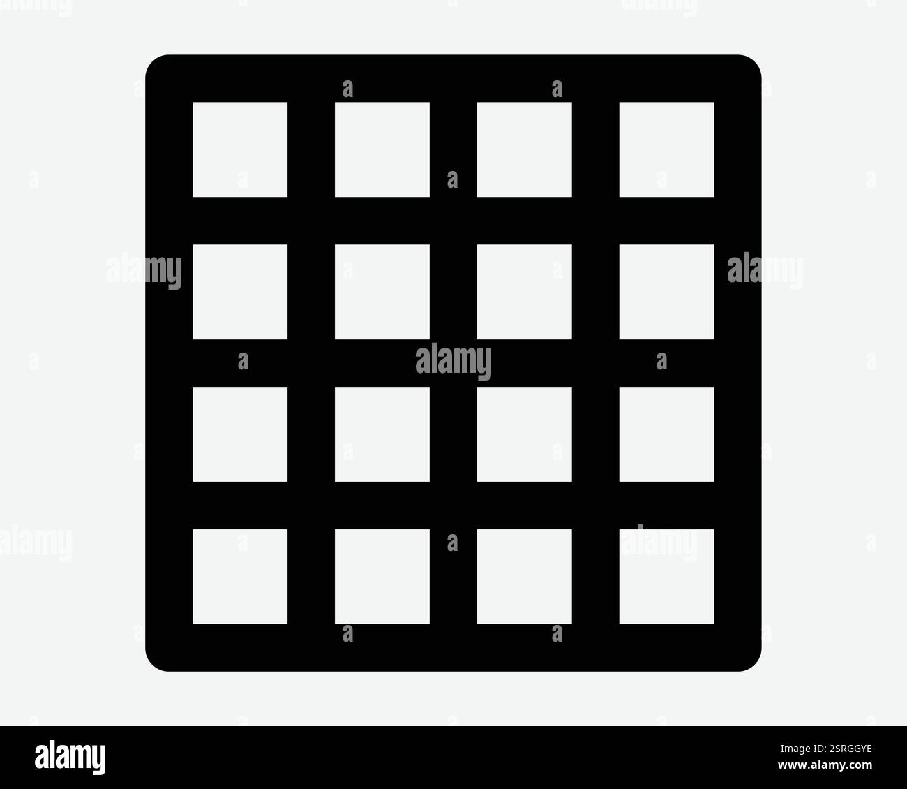 16 Quadratisches Gittertabelle Umrisszeile Sich Wiederholendes Muster Grill Collumn Tabellenkalkulationssymbol Schwarzes Weißes Symbol Zeichen Grafik Illustration Vektor Stock Vektor