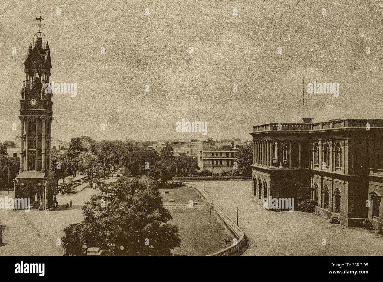 Vintage Foto der Uhrturm, Chandni Chowk, Delhi, Indien, Asien Stockfoto