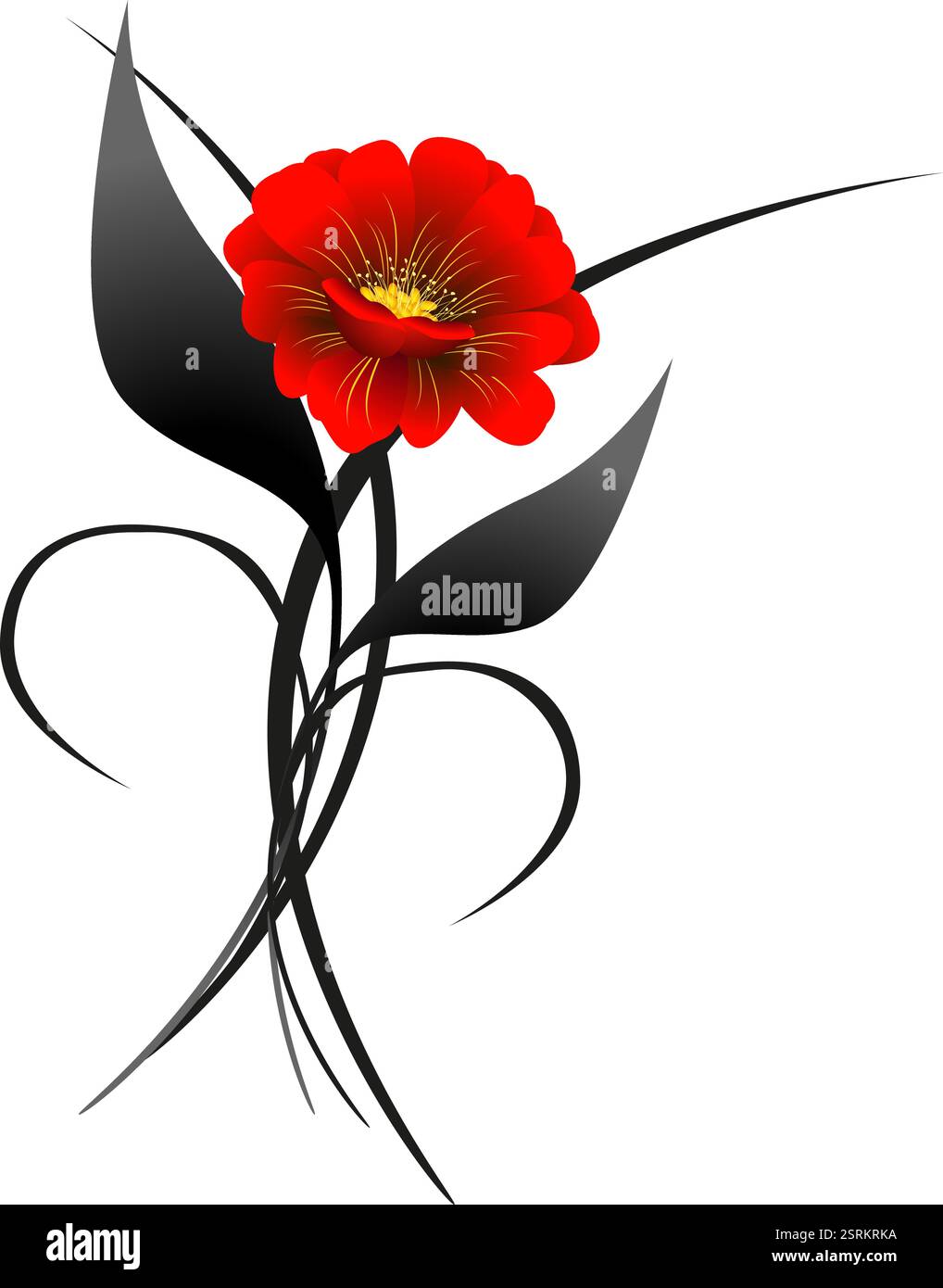 Blumenstrauß mit roter Blume, Design. Stock Vektor